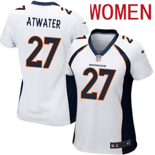 Women Denver Broncos 27 Steve Atwater Nike White Game Player NFL Jersey
